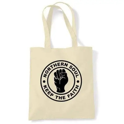 Northern Soul Keep The Faith Shoulder Bag Cream