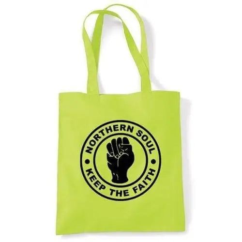 Northern Soul Keep The Faith Shoulder Bag Lime Green
