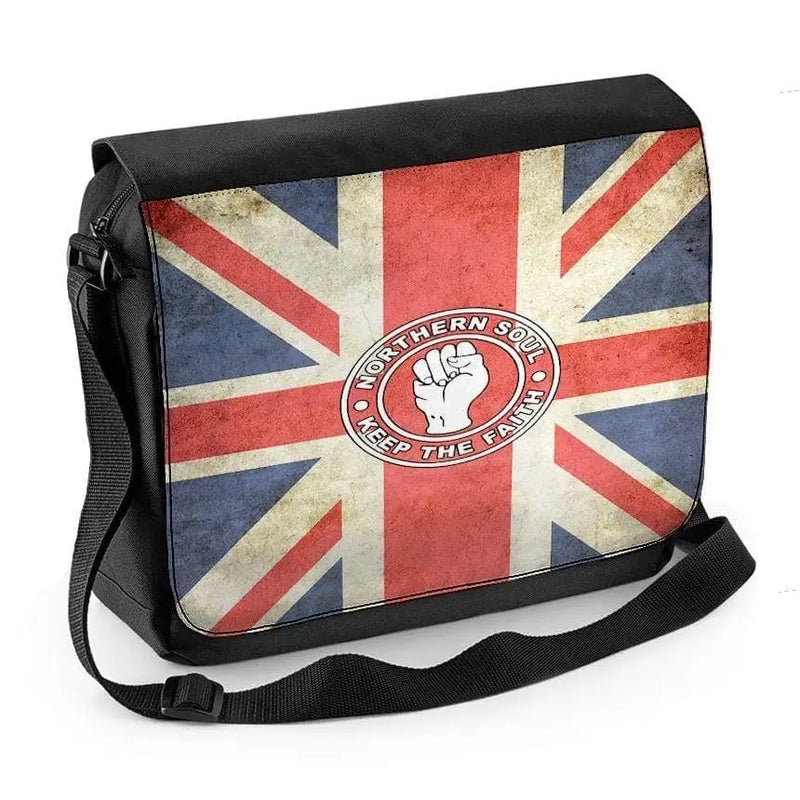 Northern Soul Keep The Faith Union Jack Laptop Messenger Bag