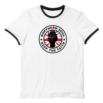 Northern Soul Keep The Faith Union Jack Ringer T-Shirt XXL