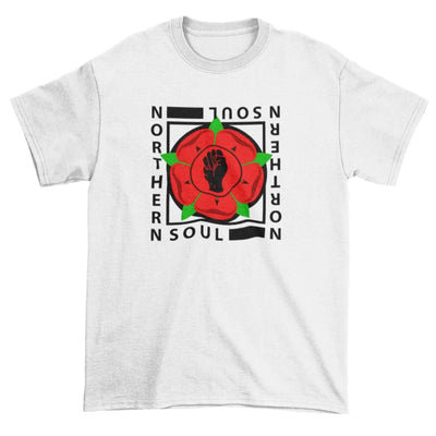 Northern Soul Lancashire Red Rose Logo Men's T-Shirt L / White