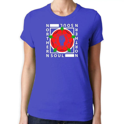 Northern Soul Lancashire Red Rose Logo Women's T-Shirt M / Royal Blue