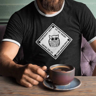 Northern Soul Night Owl Square Logo Contrast Ringer T-Shirt