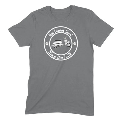 Northern Soul Scooter Black and White Logo Men's T-Shirt L / Charcoal Grey