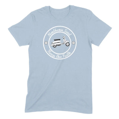 Northern Soul Scooter Black and White Logo Men's T-Shirt L / Light Blue