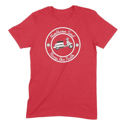 Northern Soul Scooter Black and White Logo Men's T-Shirt L / Red