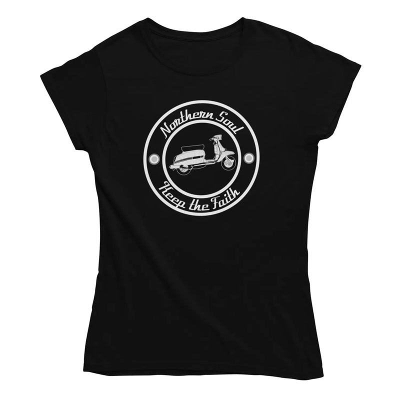 Northern Soul Scooter Black and White Logo Women’s T-Shirt -