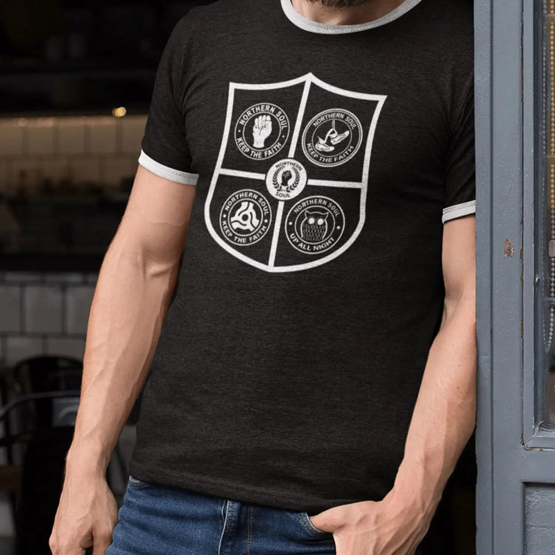 Northern Soul Shield Logo Contrast Ringer T-Shirt