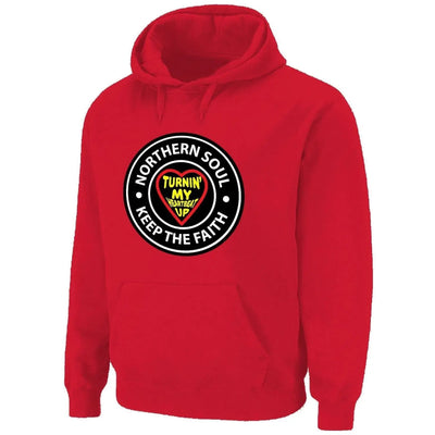 Northern Soul Turnin' My Heartbeat Up Men's Pouch Pocket Hoodie Sweatshirt XL / Red