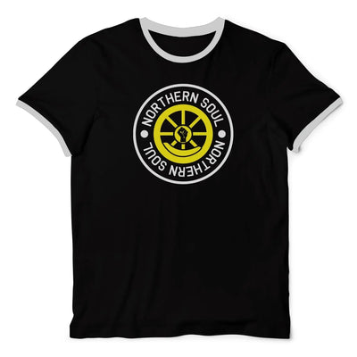 Northern Soul Twisted Wheel Logo Contrast Ringer T-Shirt L / Black