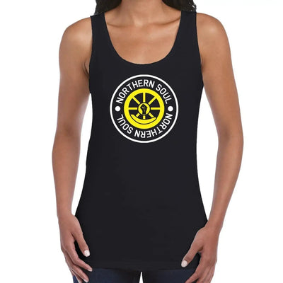 Northern Soul Twisted Wheel Logo Women's Vest Tank Top M / Black