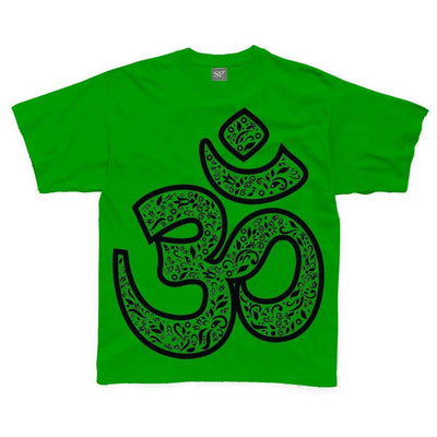Om Symbol Large Print Kids Children's T-Shirt 5-6 / Kelly Green