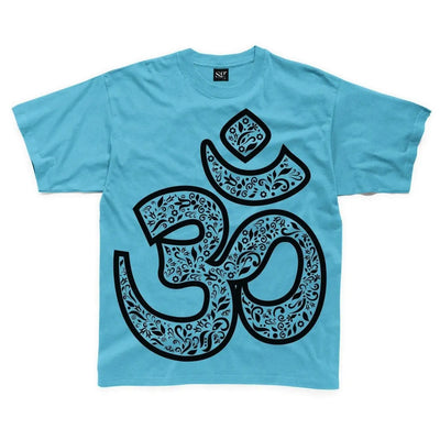 Om Symbol Large Print Kids Children's T-Shirt 5-6 / Sapphire Blue