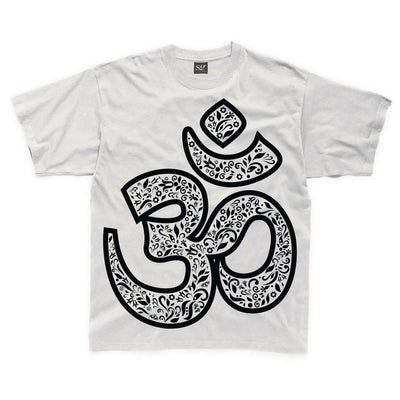 Om Symbol Large Print Kids Children's T-Shirt 5-6 / White