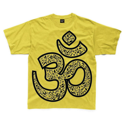 Om Symbol Large Print Kids Children's T-Shirt 5-6 / Yellow