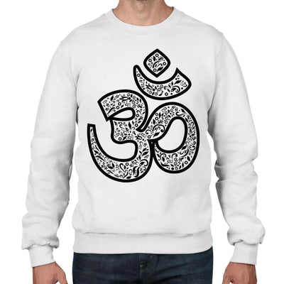 Om Symbol Large Print Meditation Men's Sweatshirt Jumper L / White