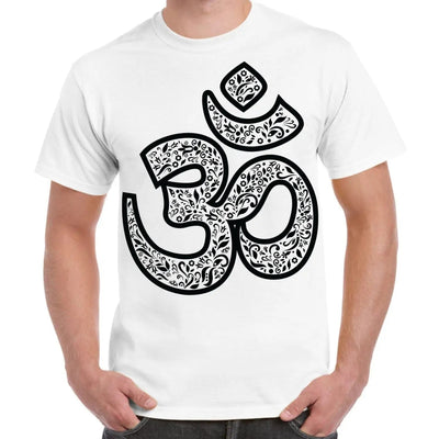 Om Symbol Large Print Men's T-Shirt 3XL / White