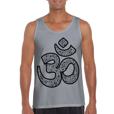 Om Symbol Large Print Men's Vest Tank Top XL / Light Grey