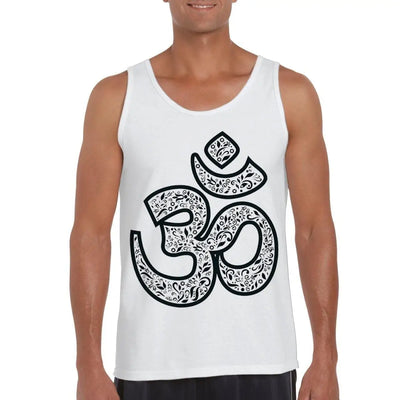 Om Symbol Large Print Men's Vest Tank Top XL / White
