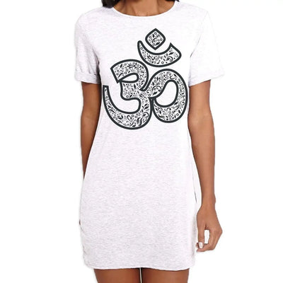 Om Symbol Large Print Women's T-Shirt Dress XL
