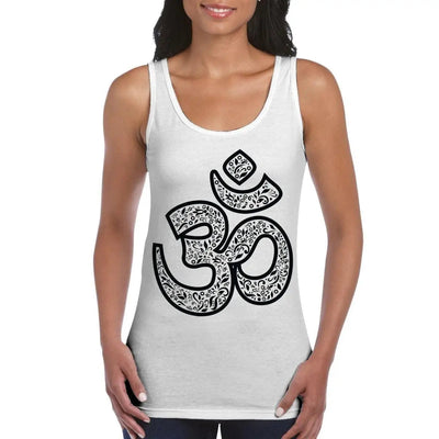 Om Symbol Large Print Women's Vest Tank Top XXL / White