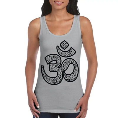 Om Symbol Large Print Women's Vest Tank Top L / Light Grey