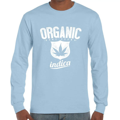 Organic Indica Marijuana Cannabis Men's Long Sleeve T-Shirt XL / Light Blue
