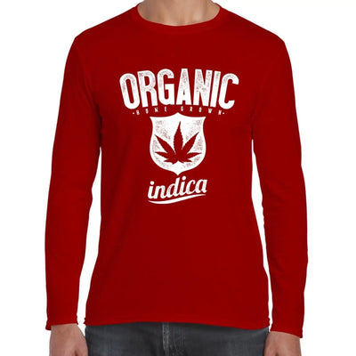 Organic Indica Marijuana Cannabis Men's Long Sleeve T-Shirt XL / Red