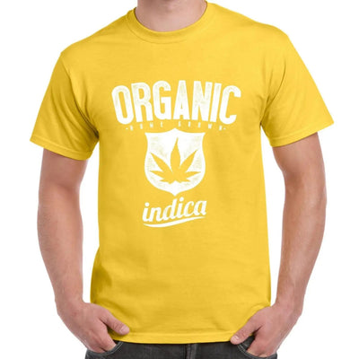 Organic Indica Marijuana Cannabis Men's T-Shirt L / Yellow
