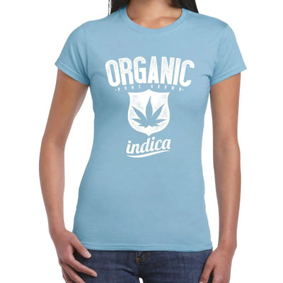 Organic Indica Marijuana Cannabis Women's T-Shirt S / Light Blue