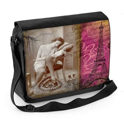 Paris Eiffel Tower Vintage Collage Laptop Messenger Bag