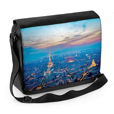 Paris Skyline at Night Laptop Messenger Bag
