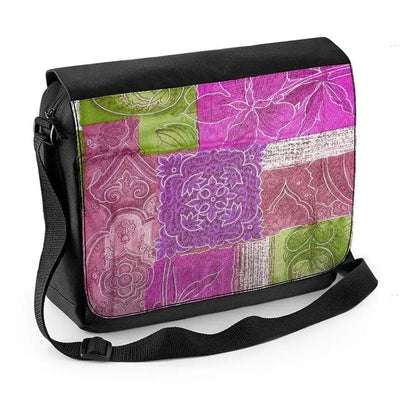 Patchwork Quilt Flowers Laptop Messenger Bag