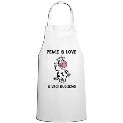 Peace, Love & Vegi Burgers Vegetarian Kitchen Apron