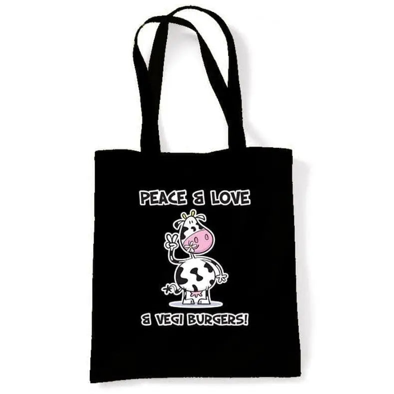 Peace, Love & Vegi Burgers Vegetarian Shoulder BagBag Black