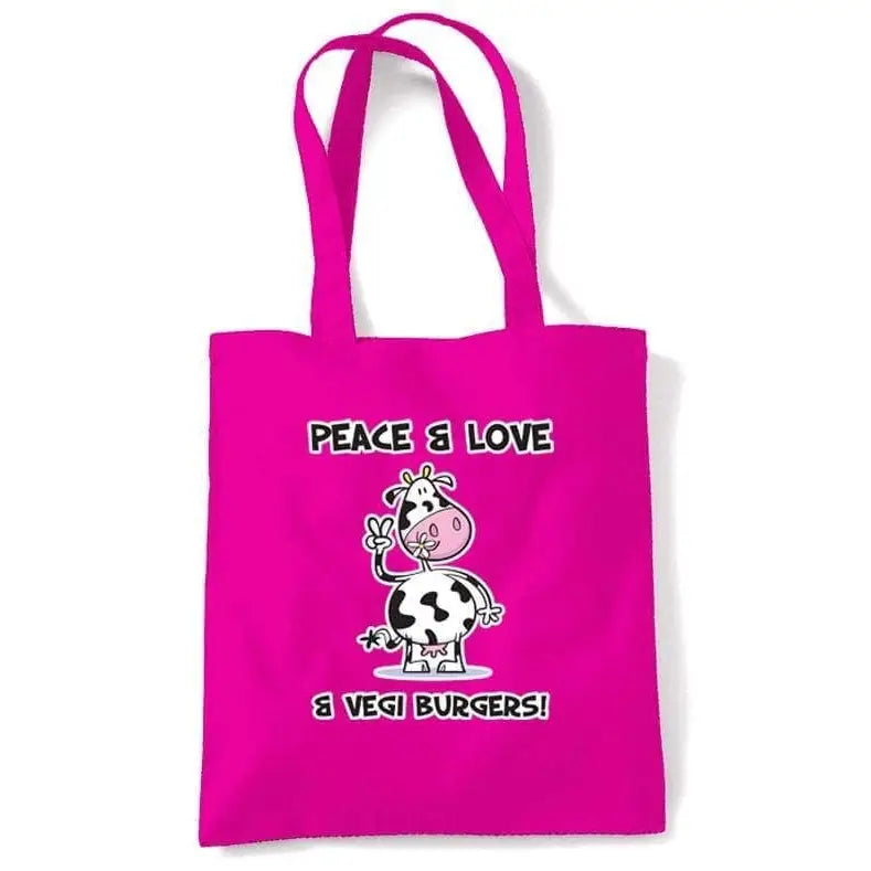 Peace, Love & Vegi Burgers Vegetarian Shoulder BagBag Dark Pink