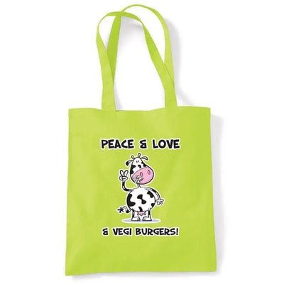 Peace, Love & Vegi Burgers Vegetarian Shoulder BagBag Lime Green