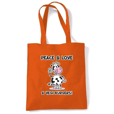 Peace, Love & Vegi Burgers Vegetarian Shoulder BagBag Orange