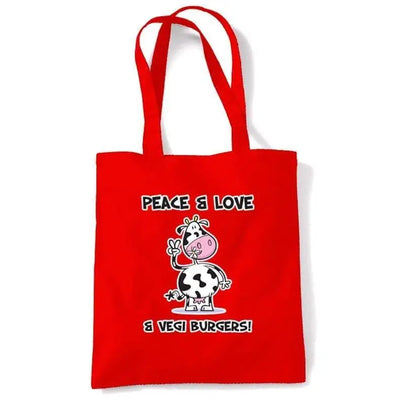 Peace, Love & Vegi Burgers Vegetarian Shoulder BagBag Red