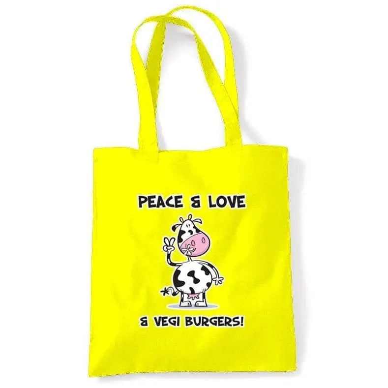 Peace, Love & Vegi Burgers Vegetarian Shoulder BagBag Yellow