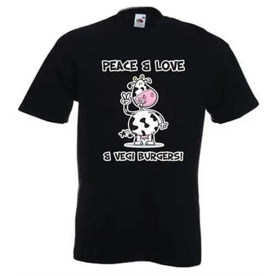 Peace, Love & Vegi Burgers vegetarian T-Shirt XXL / Black