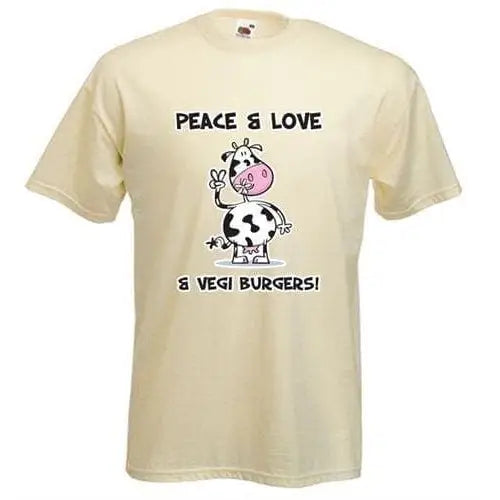 Peace, Love & Vegi Burgers vegetarian T-Shirt XXL / Cream