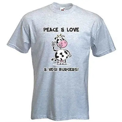 Peace, Love & Vegi Burgers vegetarian T-Shirt XXL / Light Grey