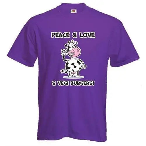 Peace, Love & Vegi Burgers vegetarian T-Shirt XXL / Purple