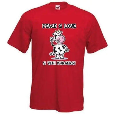 Peace, Love & Vegi Burgers vegetarian T-Shirt XXL / Red