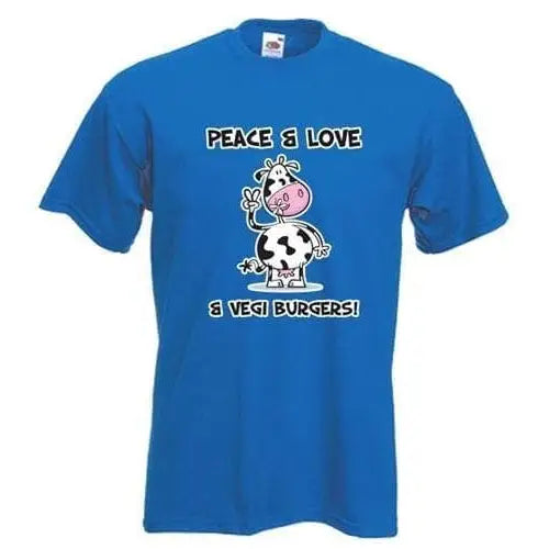 Peace, Love & Vegi Burgers vegetarian T-Shirt XXL / Royal Blue