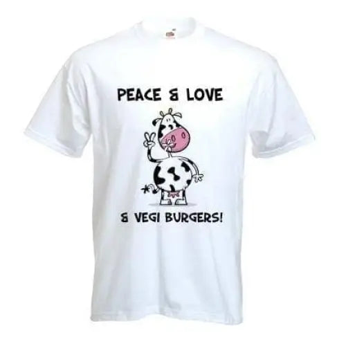 Peace, Love & Vegi Burgers vegetarian T-Shirt XXL / White