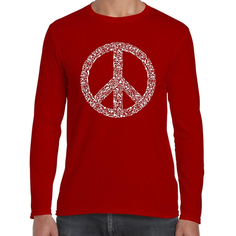 Peace Symbol CND Long Sleeve T-Shirt L / Red