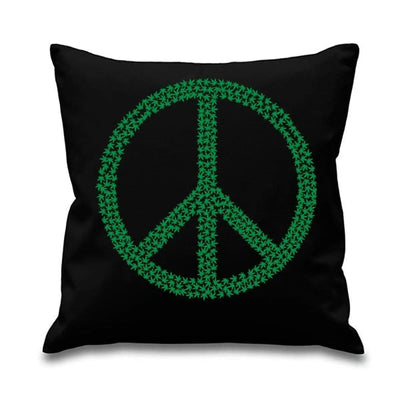 Peace Symbol Marijuana Leaf 46 x46 cm Sofa Cushion Black