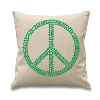 Peace Symbol Marijuana Leaf 46 x46 cm Sofa Cushion Cream